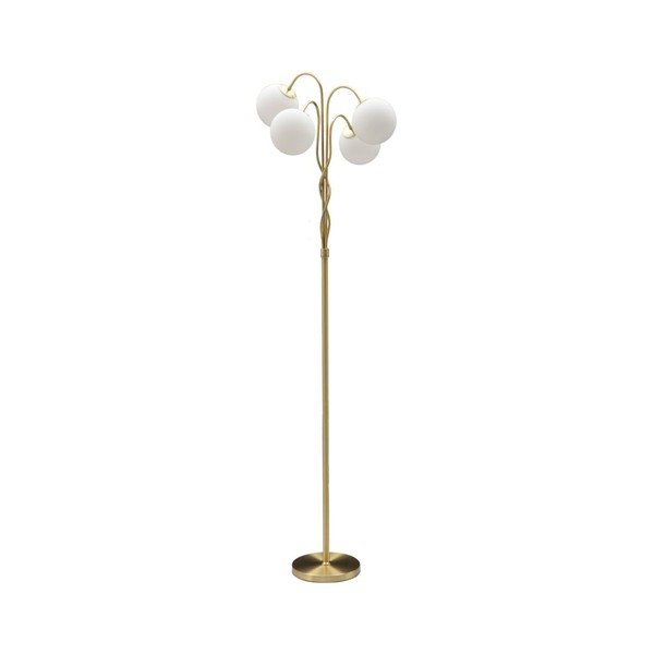 Balta/zelta krāsas stāvlampa ar stikla abažūru (augstums 176 cm) Glamy – Mauro Ferretti