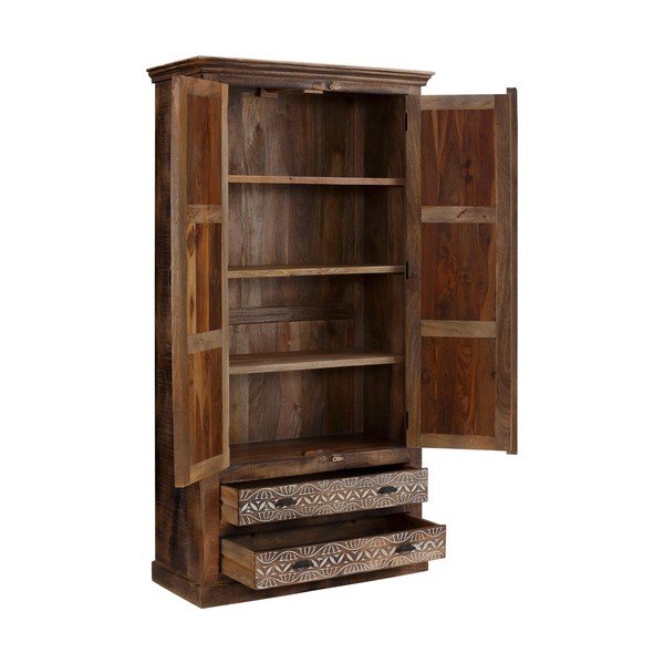 Brūns mango masīvkoka drēbju skapis 190x45 cm Maneesh – Støraa-image-2