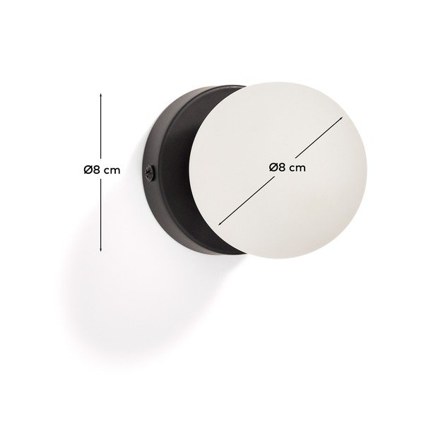 Balta/melna metāla sienas lampa ø 8 cm Brisia – Kave Home-image-3