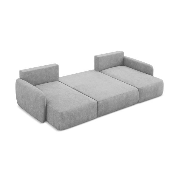 Gaiši pelēks salokāms (U veida) stūra dīvāns no šenila auduma ar uzglabāšanas vietu Lilo – Makamii-image-4