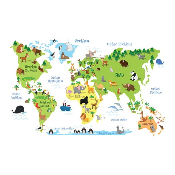 Sienas uzlīme Ambiance Childrens World Map