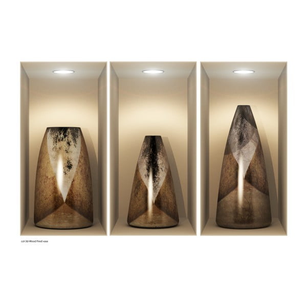3 uzlīmju komplekts ar 3D efektu Ambiance Wooden Vases-image-2