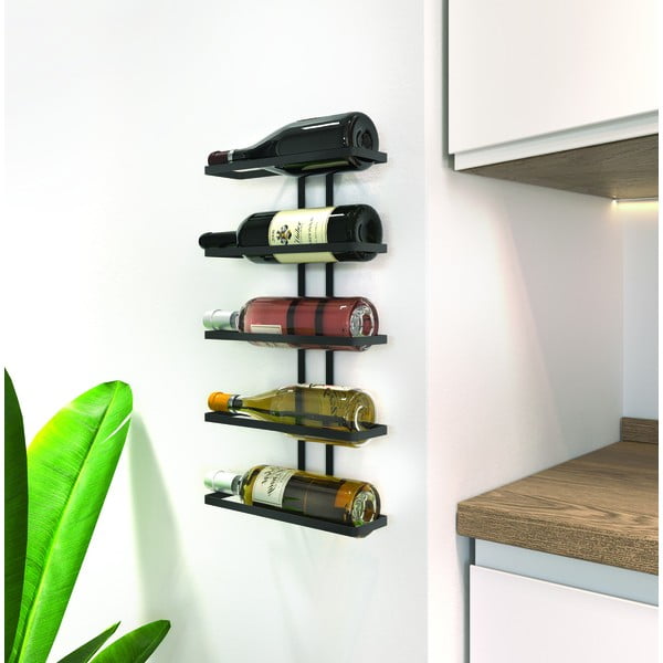 Melns sienas metāla vīna statīvs 5 pudelēm Lava – Metaltex-image-2