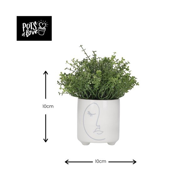 Balts keramikas puķu podiņš Kitchen Craft Abstract Face-image-3