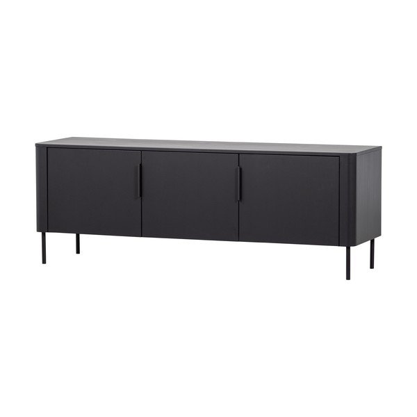 Matēti melns priedes masīvkoka TV galdiņš 154x56x44 cm Gunnar – WOOOD-image-2