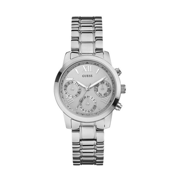 Sieviešu pulkstenis sudraba krāsā ar nerūsējošā tērauda siksniņu Guess W0448L1