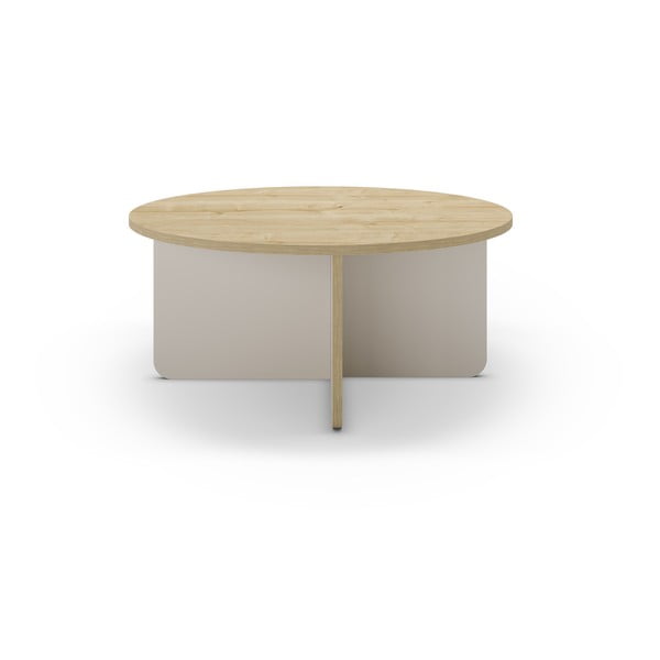 Krēmkrāsas/dabīga toņa apaļš žurnālgaldiņš ar ozolkoka imitācijas galda virsmu ø 80 cm Hillary – Marckeric-image-2