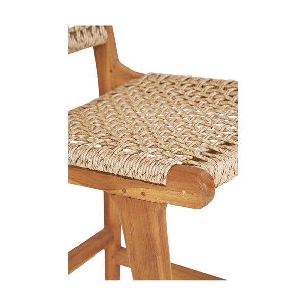Dabīga toņa tīkkoka masīvkoka bāra krēsls (sēdekļa augstums 60 cm) Derby – House Nordic-image-4