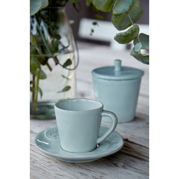 Tirkīza krāsas keramikas krūze ar apakštasīti Costa Nova Esme, 190 ml-image-1