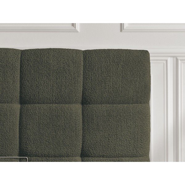 Zaļa polsterēta polsterēta/no skaidu plāksnēm divvietīga gulta ar veļas kasti ar redelēm 160x200 cm Kumo – Bobochic Paris-image-3