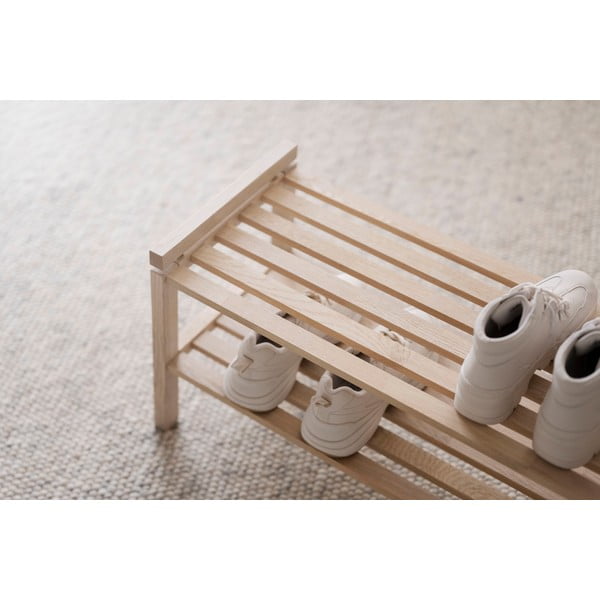 Dabīga toņa ozola masīvkoka apavu plaukts Confetti – Rowico-image-4