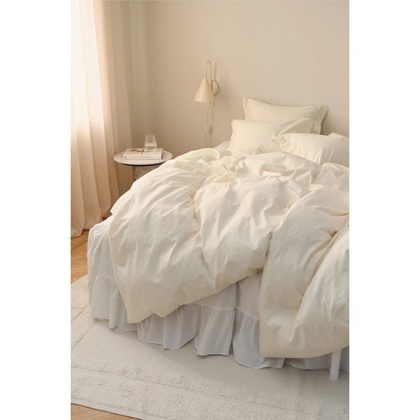 Krēmkrāsas vienguļamā gultas veļa no organiskās kokvilnas  150x200 cm Juliette – Ellos Home-image-1