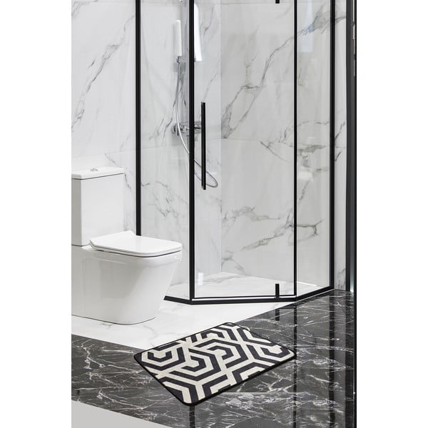 Balts/melns vannas istabas paklājs 60x40 cm Line – Foutastic-image-1
