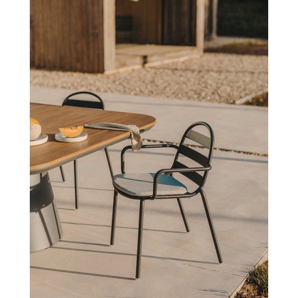 Tumši pelēks metāla dārza krēsls Joncols – Kave Home-image-3