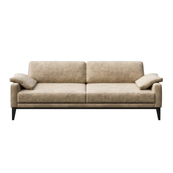 Bēšs trīsvietīgs ādas imitācijas dīvāns MESONICA Musso, 211 cm