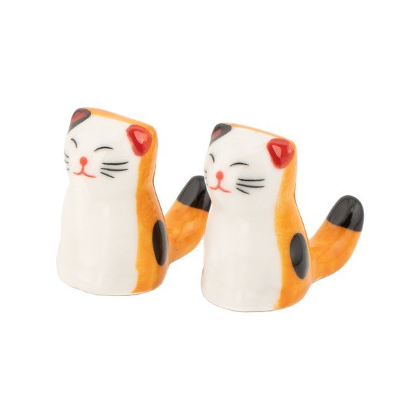 Balts/oranžs porcelāna irbulīšu statīvs (2 gab.) 5 personām Cat – Sass & Belle