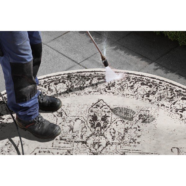 Melns un krēmkrāsas āra paklājs NORTHRUGS Borbon, ø 140 cm-image-2