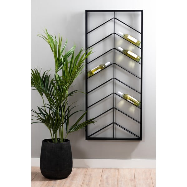 Melns sienas metāla vīna plaukts 16 pudelēm 70x160x6 cm Malbeo – Light & Living-image-1