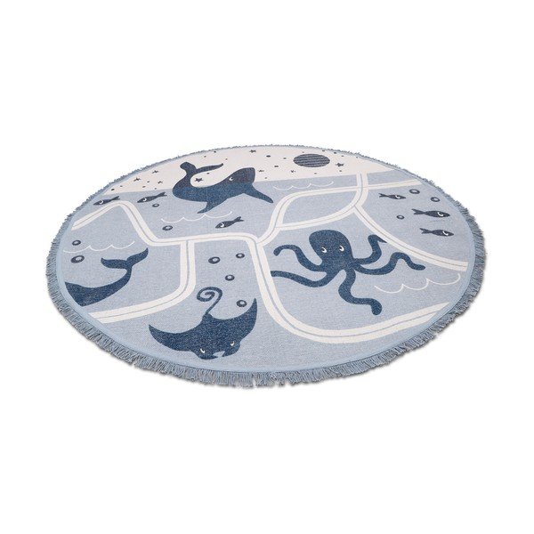 Ar rokām darināts bērnu kokvilnas paklājs Nattiot Little Deep Blue, ø 120 cm-image-3