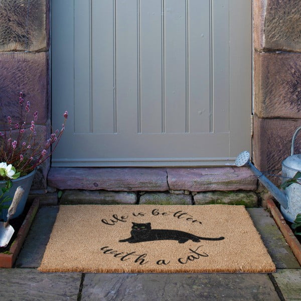 Kokosšķiedras kājslauķis 40x60 cm Life Is Better With a Cat – Artsy Doormats-image-4