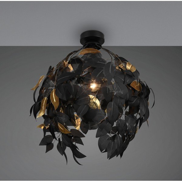 Matēti melna metāla griestu lampa ar plastmasas abažūru ø 38 cm Leavy – Reality-image-1