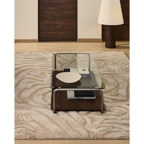 Bēšs ar rokām darināts paklājs no vilnas maisījuma 200x300 cm Tribet – Kave Home-image-2