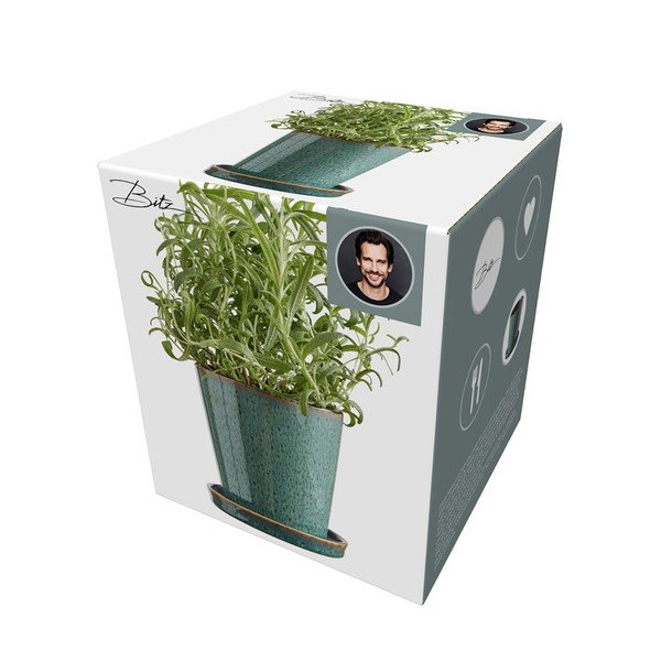 Akmensmasas puķu poda apvalks ø 10 cm Gastro Green/Black – Bitz-image-4