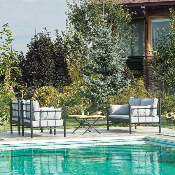 Melns/gaiši pelēks dārza atpūtas komplekts 4 personām Lalas – Floriane Garden-image-4