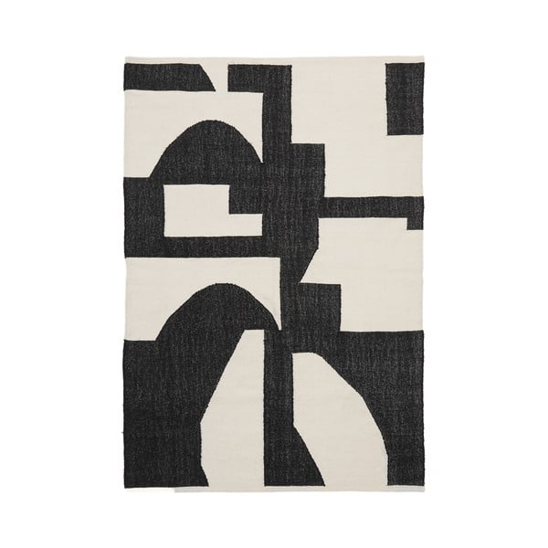 Melns/krēmkrāsas divpusējs/ar rokām darināts paklājs no džutas maisījuma 160x230 cm Sotty – Kave Home