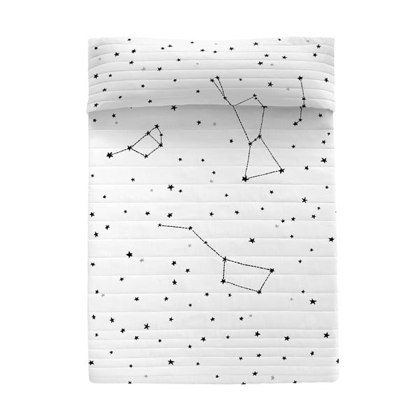 Melnbalts kokvilnas stepēts gultas pārklājs 180x260 cm Constellation – Blanc