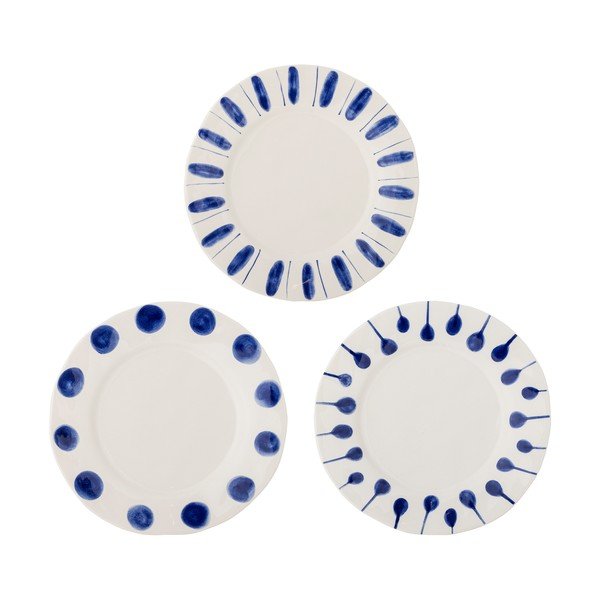 Balti/zili akmensmasas šķīvji (3 gab.) ø 28 cm Linora – Bloomingville