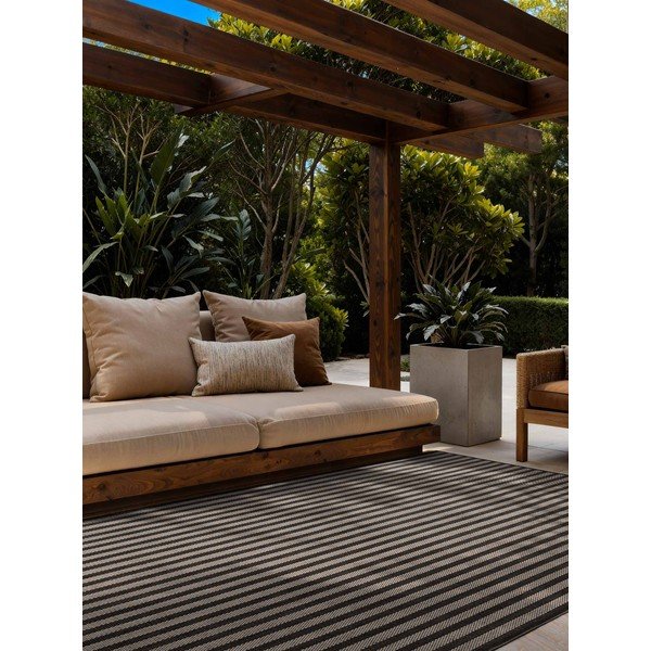 Melns/krēmkrāsas iekštelpu un āra paklājs 120x170 cm Haringey Linley – Ted Baker-image-1