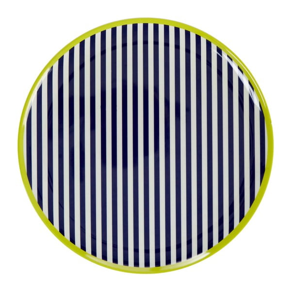 Tumši zili un balti svītrains šķīvis Premier Housewares Mimo, ⌀ 25 cm
