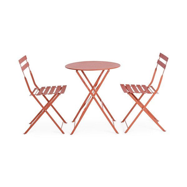 Terakotas oranžs tērauda dārza pusdienu komplekts 2 personām Austin – Bizzotto