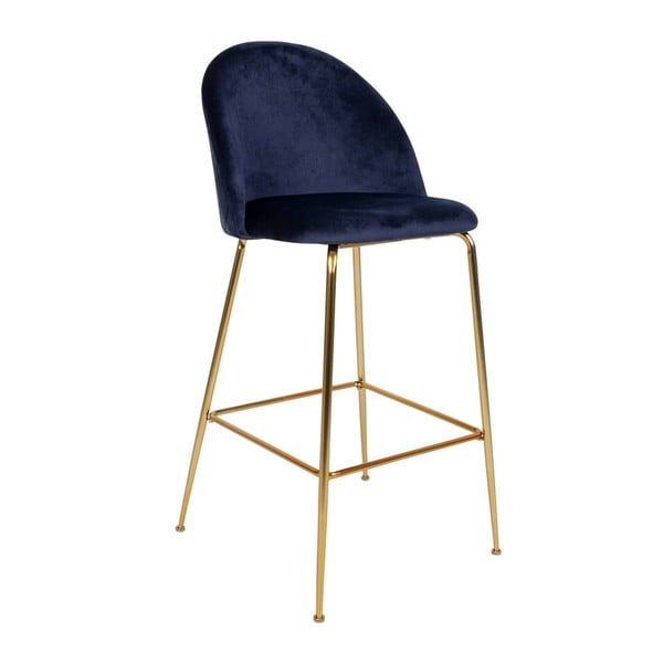 2 zilu bāra krēslu komplekts ar samta polsterējumu un misiņa krāsas kājām House Nordic Lausanne