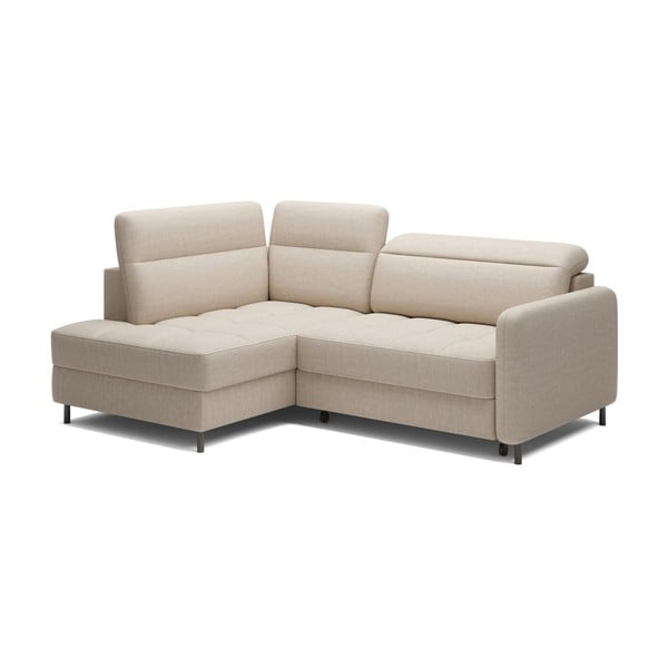 Bēšs samta salokāms/ar uzglabāšanas vietu stūra dīvāns (ar kreiso stūri/L veida) Barea – ELTAP-image-2