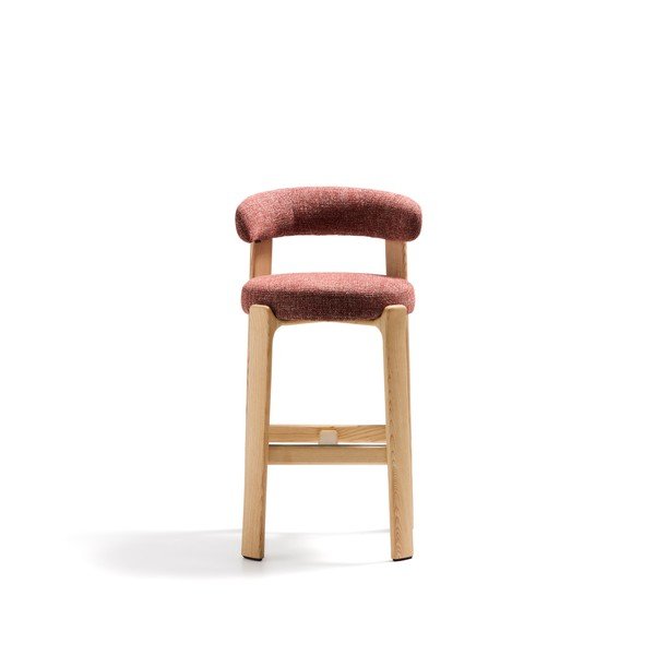 Terakotas oranžs/gaiša dabīga toņa oša masīvkoka bāra krēsls (sēdekļa augstums 75 cm) Granite – Kave Home-image-2