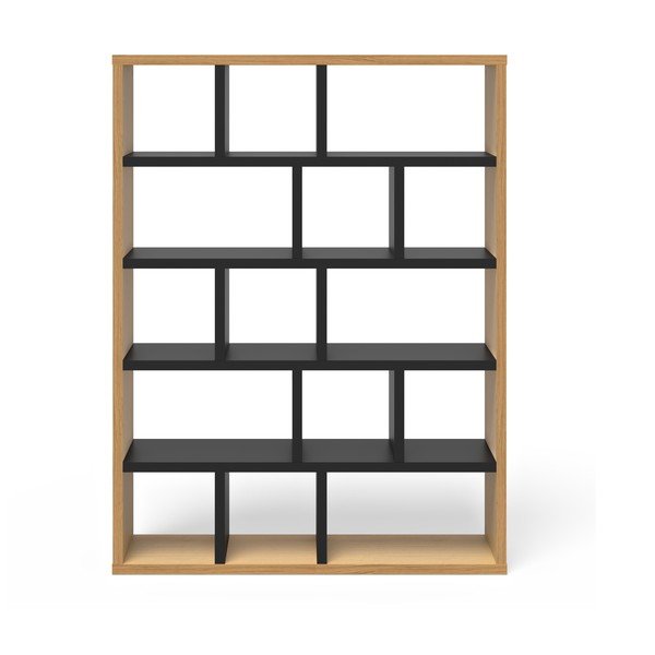 Melns/dabīga toņa grāmatplaukts ar ozolkoka imitāciju 150x198 cm Berlin – TemaHome-image-2