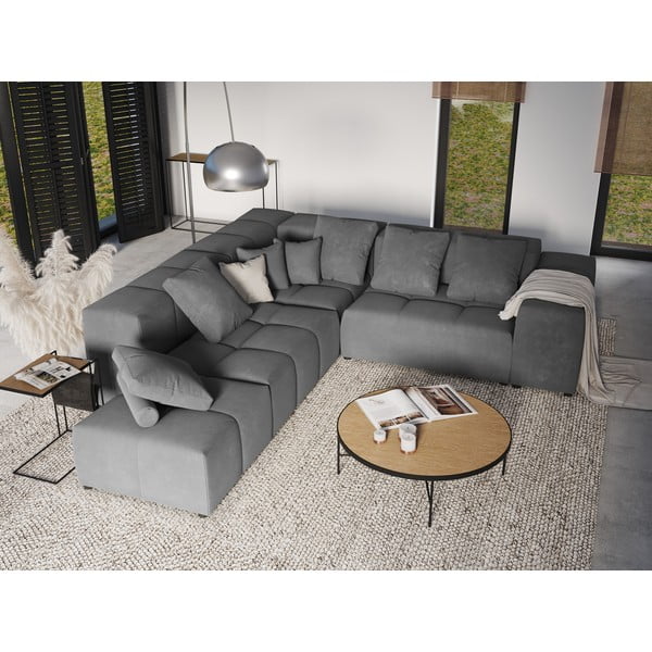 Pelēks samta spilvens modulārajam dīvānam Rome Velvet – Cosmopolitan Design -image-4