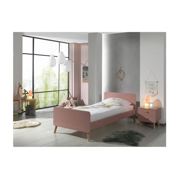 Rozā bērnu gulta no priedes koka Vipack Billy, 90 x 200 cm-image-2