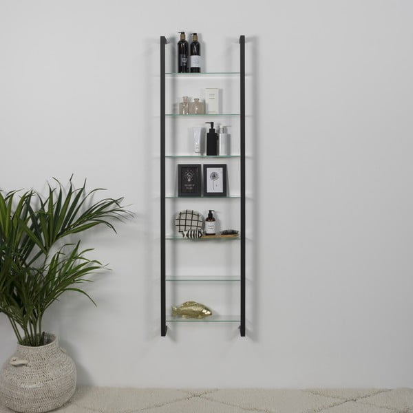 Melns daudzlīmeņu metāla sienas plaukts 46 cm Cubic – Spinder Design-image-1