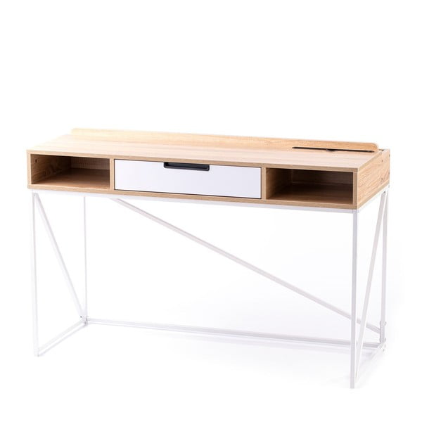 Darba galds ar ozolkoka imitācijas galda virsmu 48x120 cm Odel – Homede