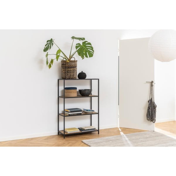 Melns/dabīga toņa grāmatplaukts ar ozolkoka imitāciju 77x114 cm Seaford – Actona-image-4