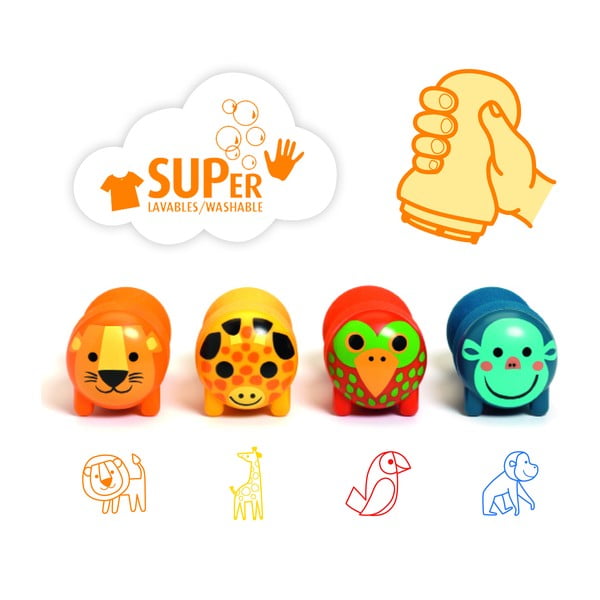 Bērnu zīmogu komplekts (4 gab.) Safari animals - Djeco-image-1