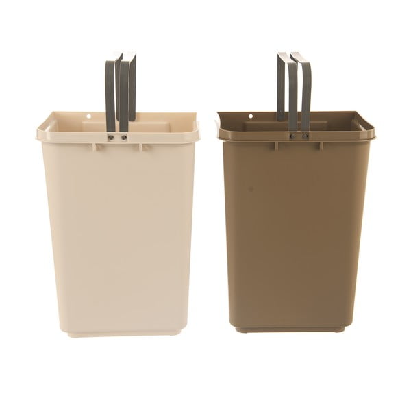 Balta/bēša atkritumu šķirošanas plastmasas atkritumu tvertne 2x20 l Duo Dust – Orion-image-1