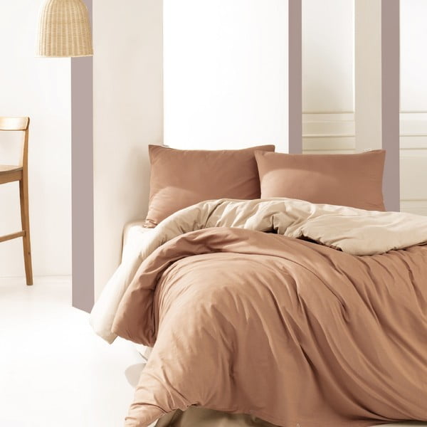 Bēšas krāsas kokvilnas gultasveļa ar palagu Marie Claire Suzy, 160 x 220 cm