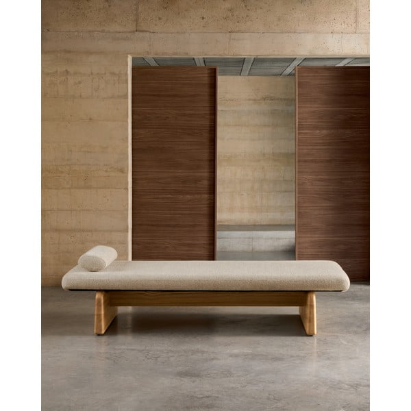 Bēšs/dabīga toņa zvilnis no šenila auduma (ar maināmu stūri) Topaz – Kave Home-image-1