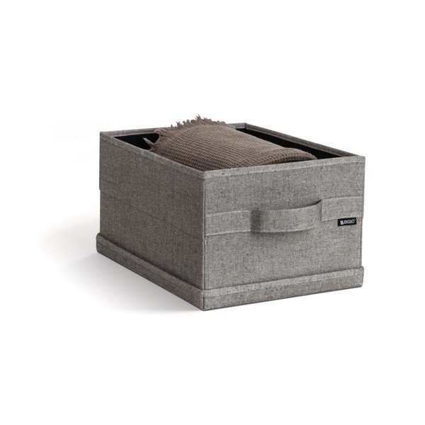 Pelēka tekstila uzglabāšanas kaste ar vāku 27x36x19 cm Soft Storage Small – Bigso-image-1