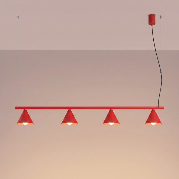 Sarkana tērauda piekaramā lampa Zylo – Sollux-image-2