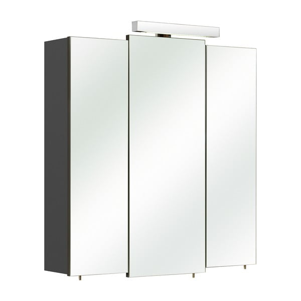 Tumši pelēks piekaramais vannas istabas skapītis ar spoguli 83x73 cm Set 311 - Pelipal